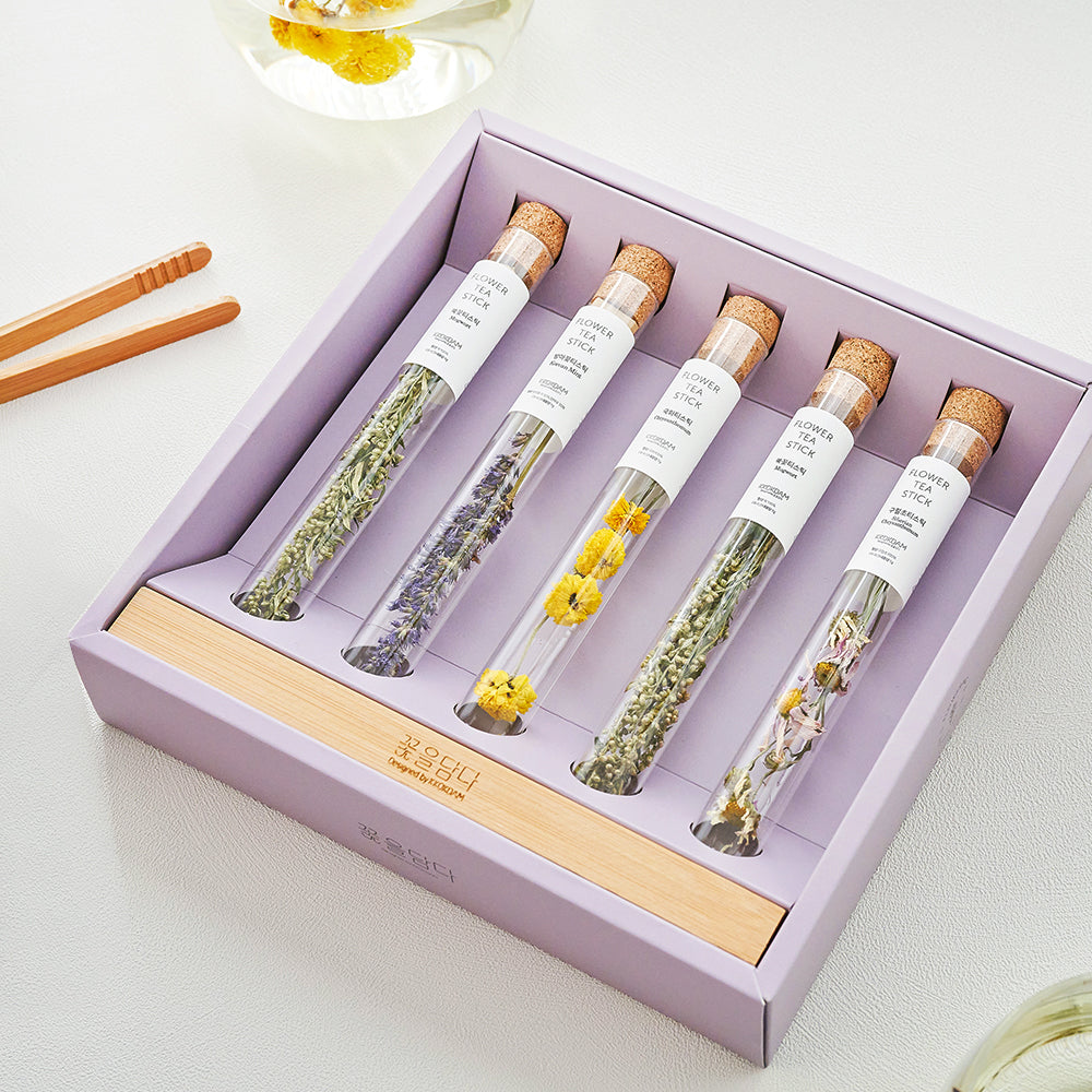Combination Flower Teastick & Tray Gift Set (1 set = tray + 5 sticks)